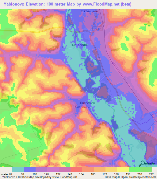 Yablonovo,Russia Elevation Map