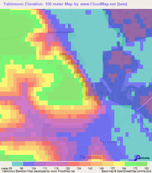 Yablonovo,Russia Elevation Map