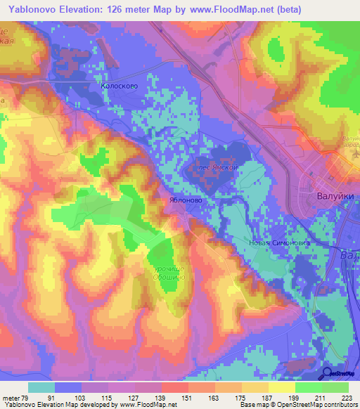 Yablonovo,Russia Elevation Map