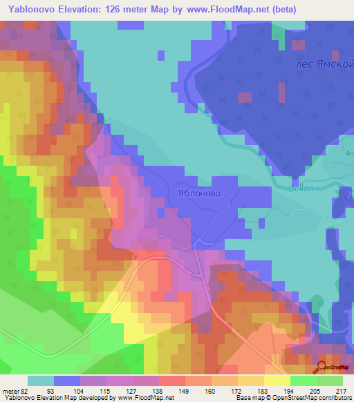 Yablonovo,Russia Elevation Map