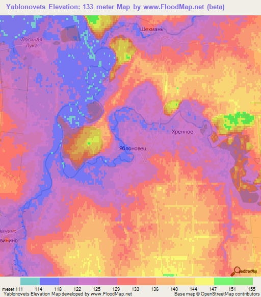 Yablonovets,Russia Elevation Map