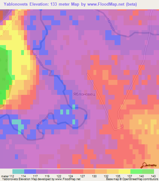 Yablonovets,Russia Elevation Map