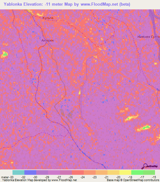 Yablonka,Russia Elevation Map