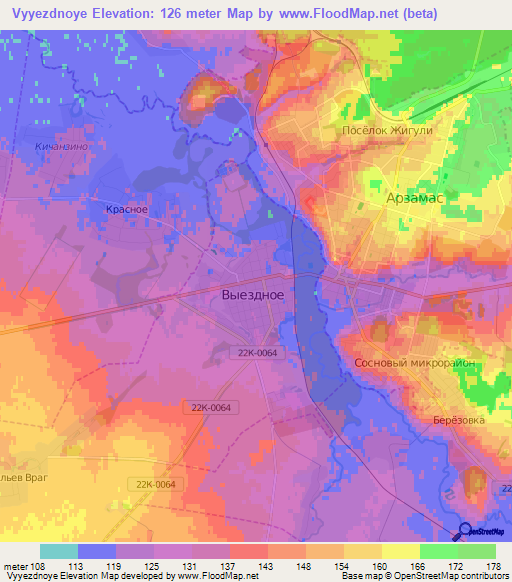 Vyyezdnoye,Russia Elevation Map