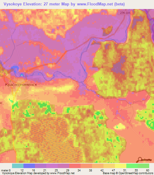 Vysokoye,Russia Elevation Map