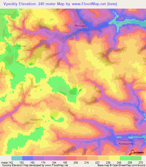 Vysokiy,Russia Elevation Map