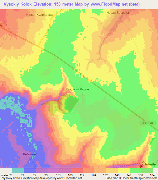 Vysokiy Kolok,Russia Elevation Map