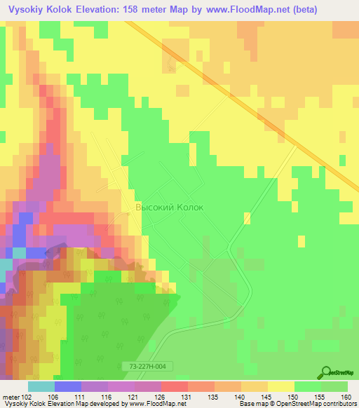 Vysokiy Kolok,Russia Elevation Map