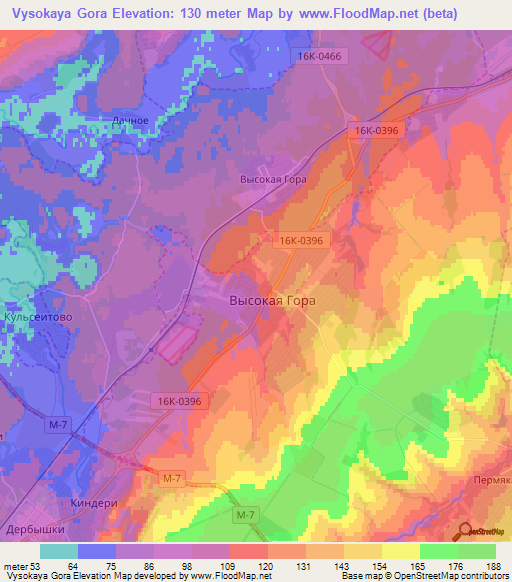 Vysokaya Gora,Russia Elevation Map