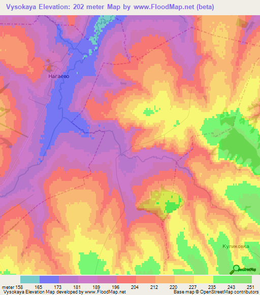 Vysokaya,Russia Elevation Map