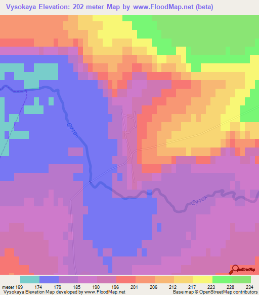 Vysokaya,Russia Elevation Map