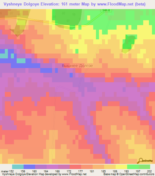 Vyshneye Dolgoye,Russia Elevation Map