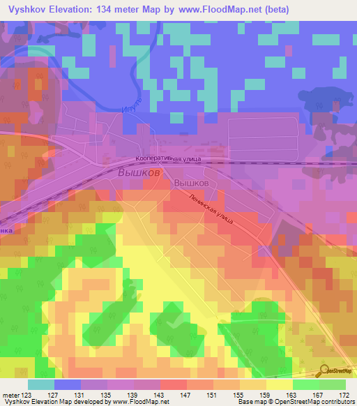 Vyshkov,Russia Elevation Map