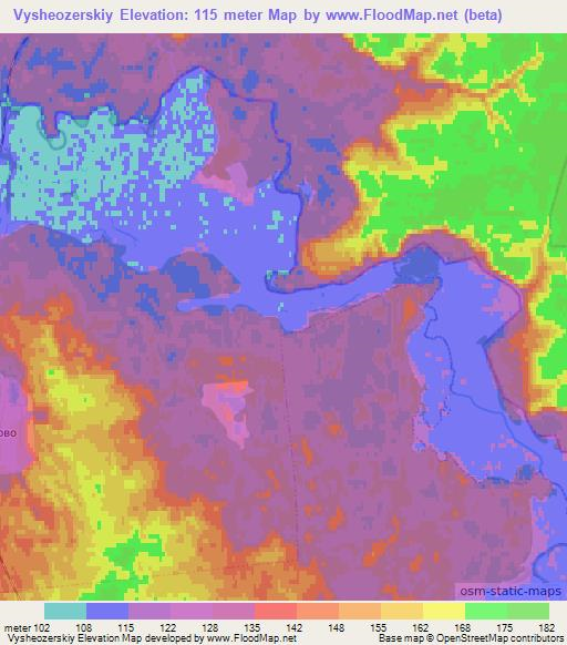 Vysheozerskiy,Russia Elevation Map