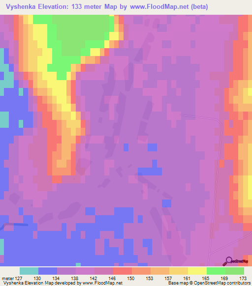 Vyshenka,Russia Elevation Map