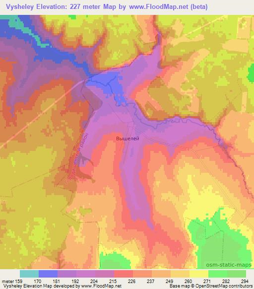 Vysheley,Russia Elevation Map