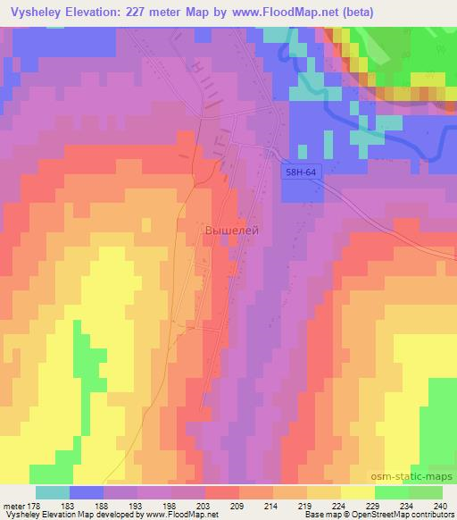 Vysheley,Russia Elevation Map