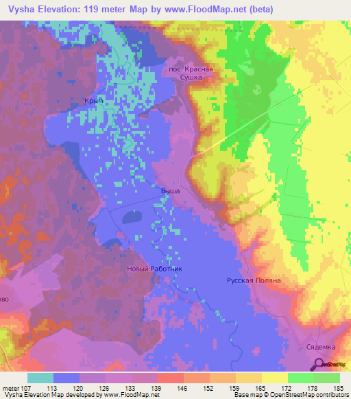 Vysha,Russia Elevation Map