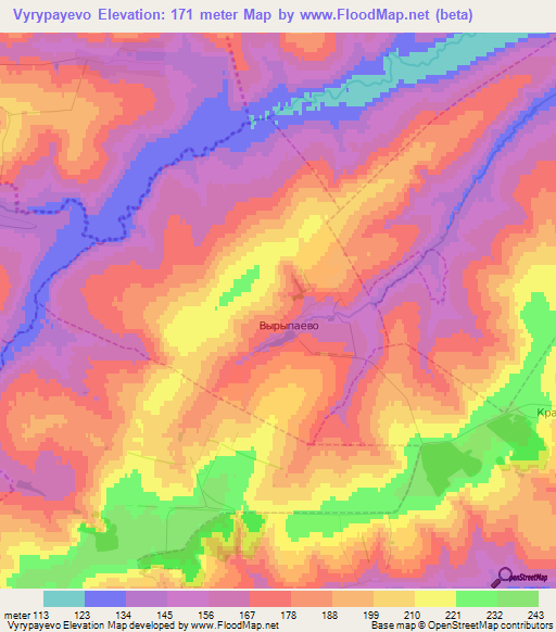 Vyrypayevo,Russia Elevation Map