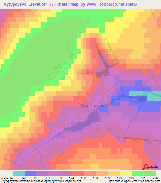 Vyrypayevo,Russia Elevation Map