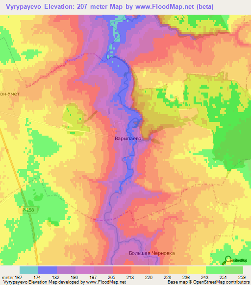 Vyrypayevo,Russia Elevation Map