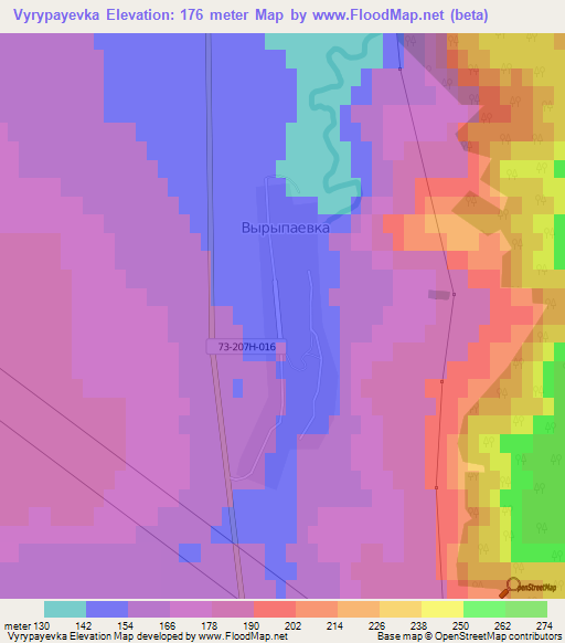 Vyrypayevka,Russia Elevation Map