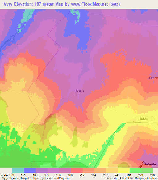 Vyry,Russia Elevation Map