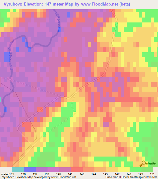 Vyrubovo,Russia Elevation Map