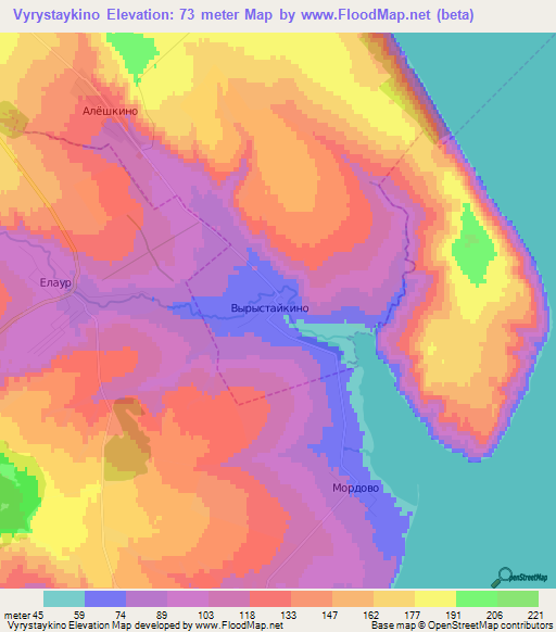 Vyrystaykino,Russia Elevation Map