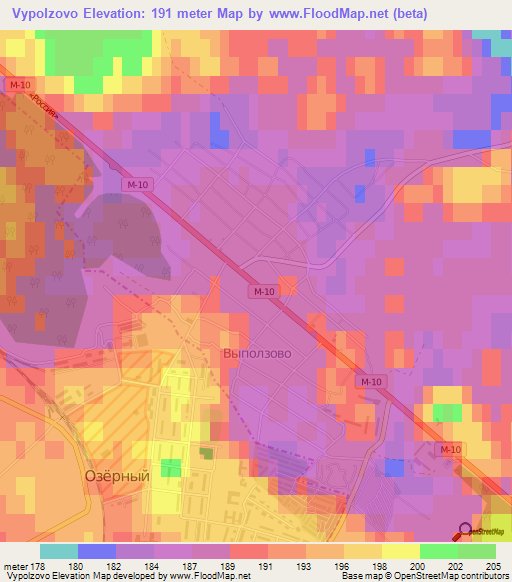 Vypolzovo,Russia Elevation Map