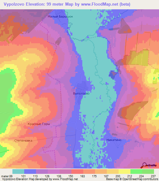 Vypolzovo,Russia Elevation Map