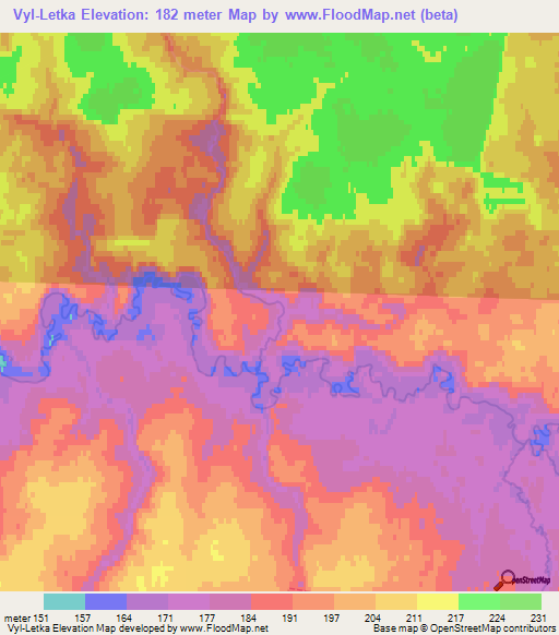 Vyl-Letka,Russia Elevation Map