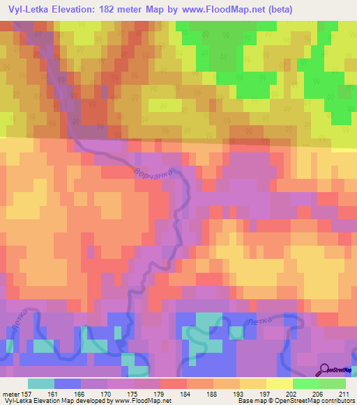 Vyl-Letka,Russia Elevation Map