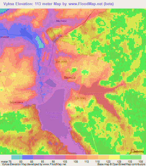 Vyksa,Russia Elevation Map