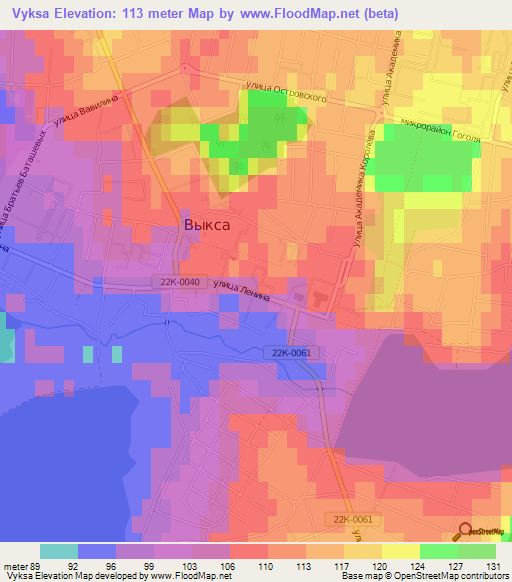 Vyksa,Russia Elevation Map