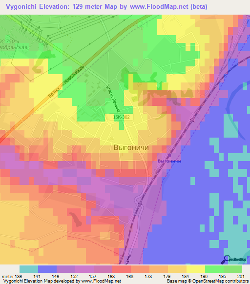 Vygonichi,Russia Elevation Map