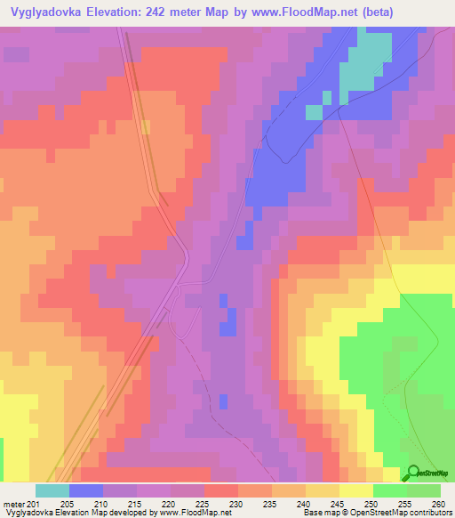 Vyglyadovka,Russia Elevation Map