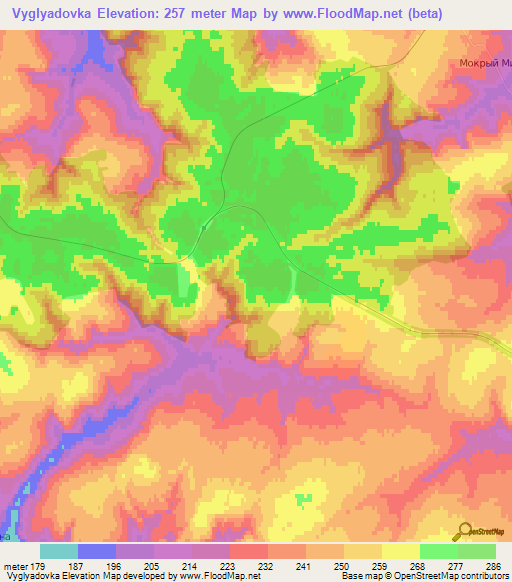 Vyglyadovka,Russia Elevation Map