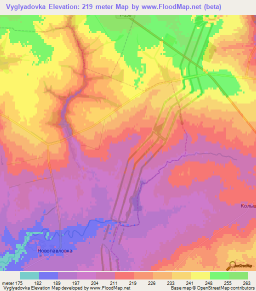 Vyglyadovka,Russia Elevation Map