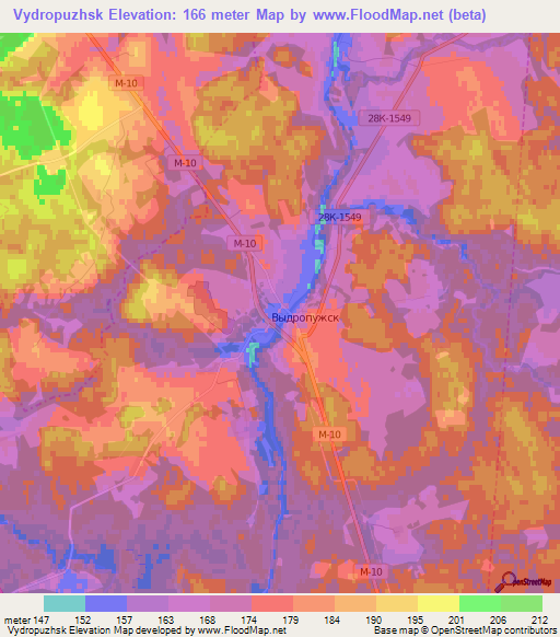 Vydropuzhsk,Russia Elevation Map