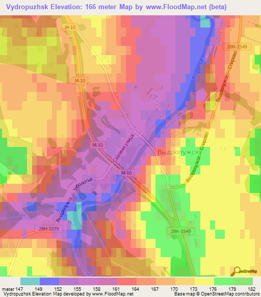 Vydropuzhsk,Russia Elevation Map