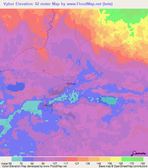 Vybor,Russia Elevation Map