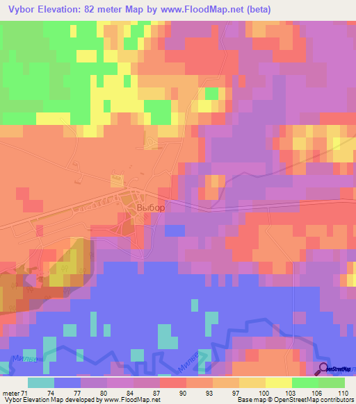 Vybor,Russia Elevation Map