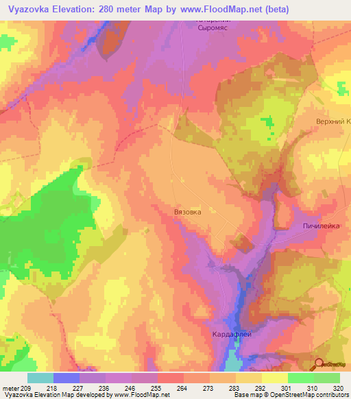 Vyazovka,Russia Elevation Map