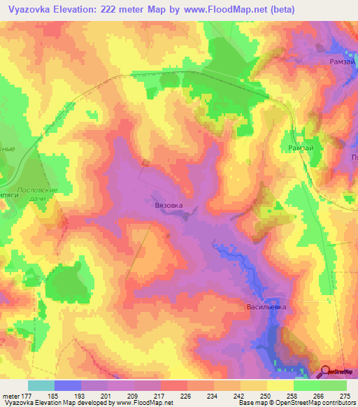 Vyazovka,Russia Elevation Map