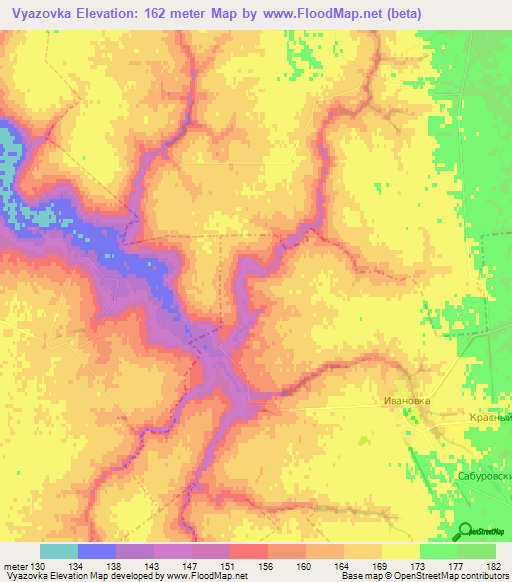 Vyazovka,Russia Elevation Map