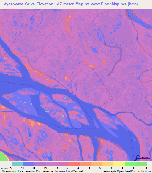 Vyazovaya Griva,Russia Elevation Map