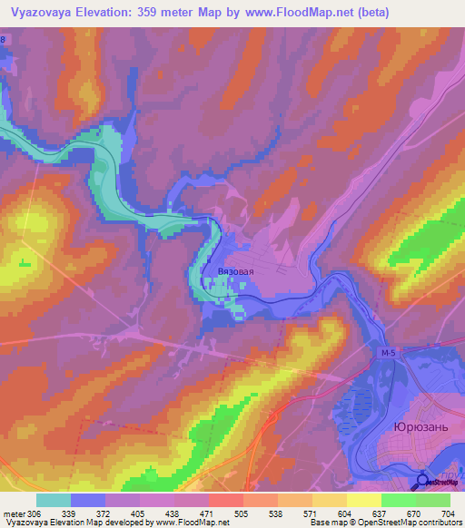 Vyazovaya,Russia Elevation Map