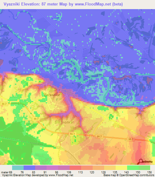 Vyazniki,Russia Elevation Map