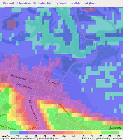 Vyazniki,Russia Elevation Map